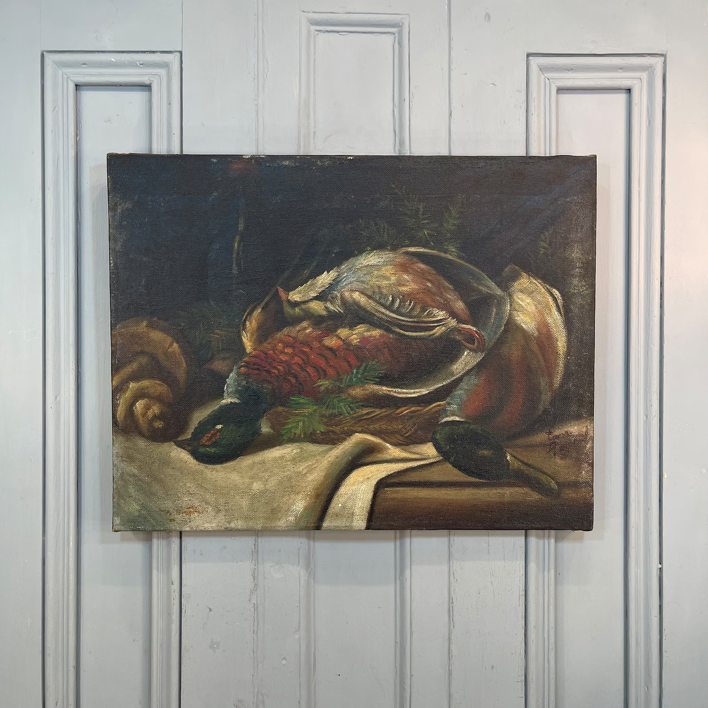 Antique French Still Life with Duck, Pheasant & Partridge, c. 1920