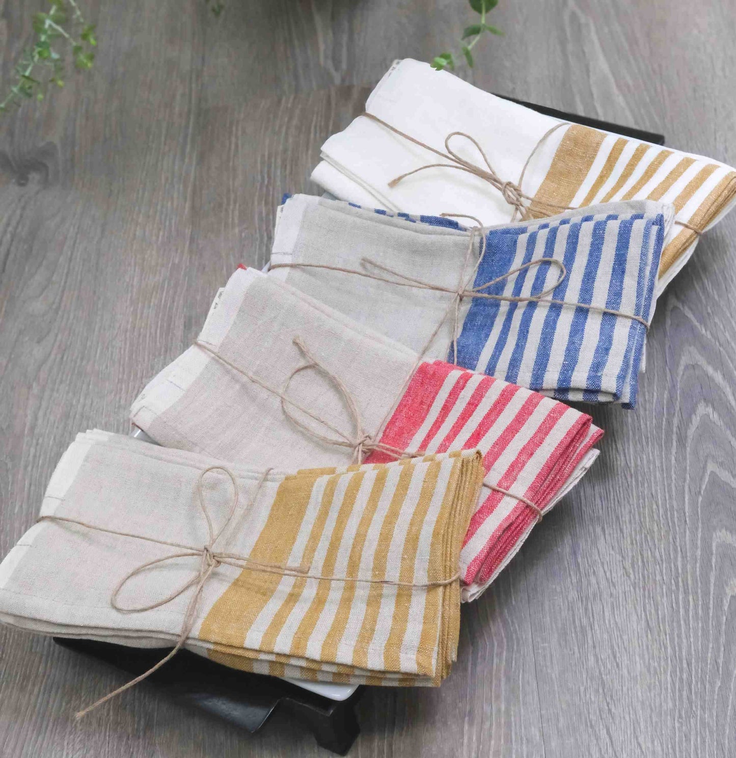 Brittany Natural & Blue Tea Towels 20x30 - Set of 2