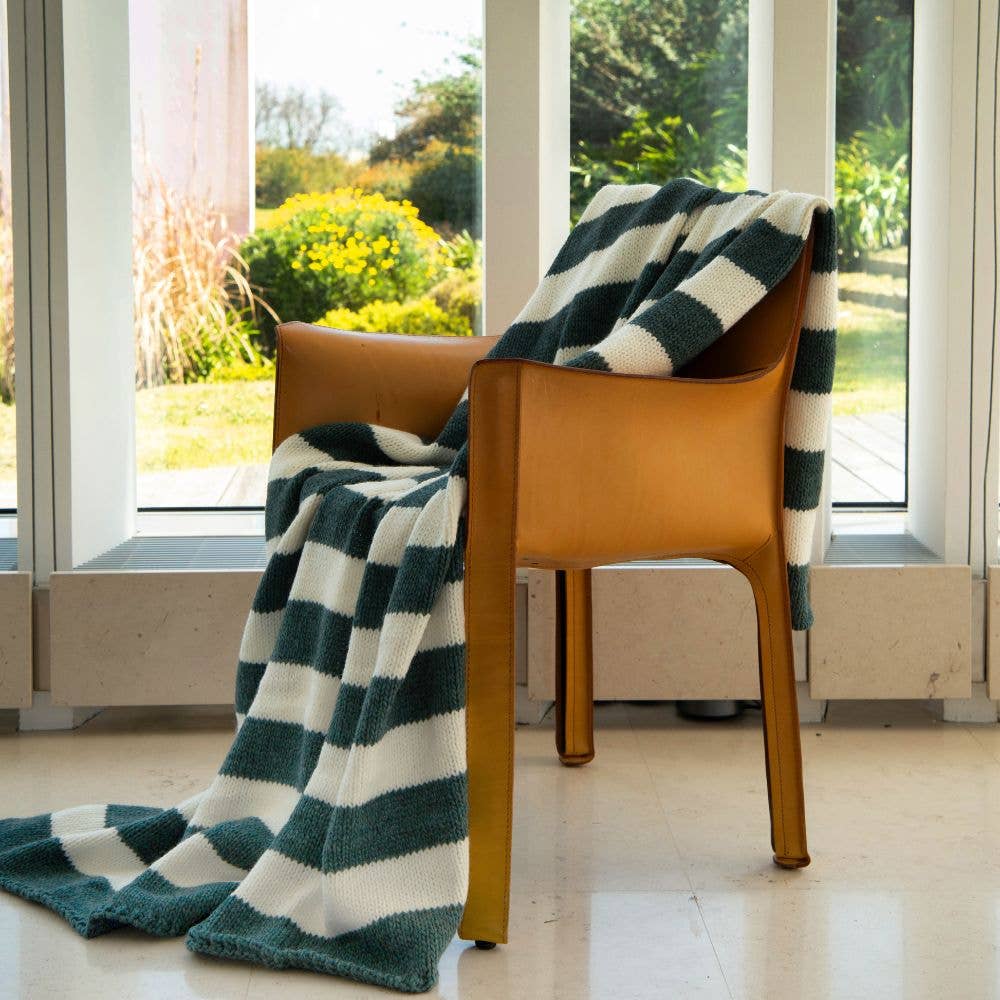 CARNAC - Striped wool plaid throw blanket