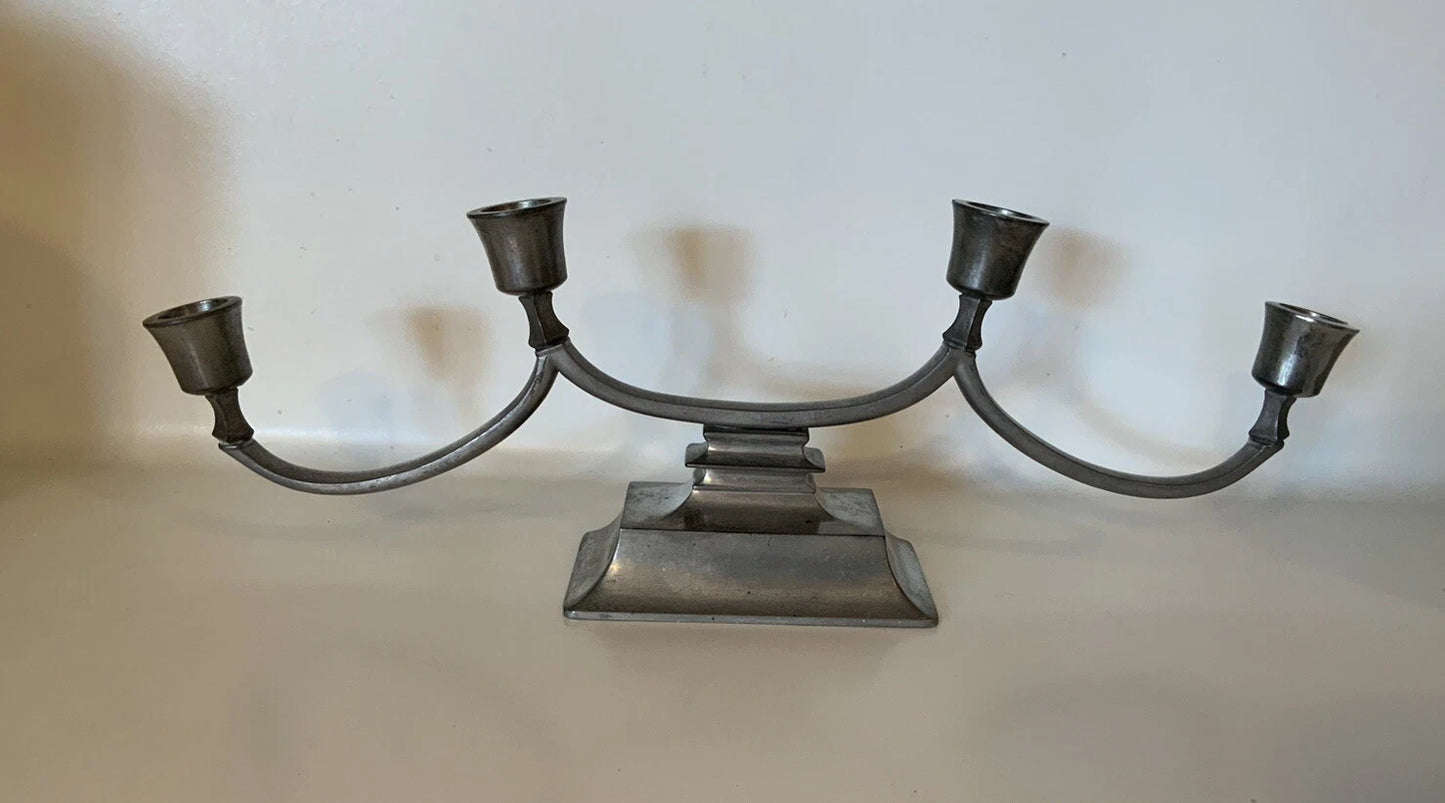 Vintage Art Deco Danish Just Andersen Pewter Candelabra
