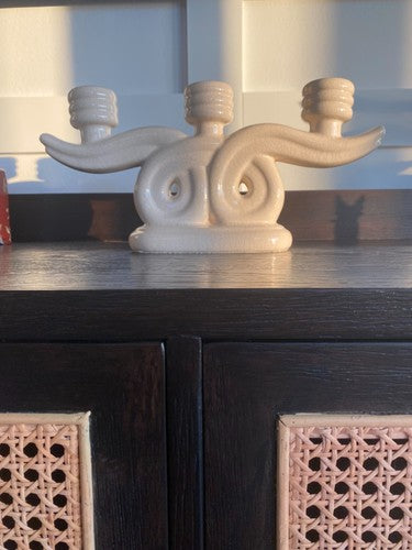 French Ceramic Candelabra Amal Games Mid-Century Style Candle Holder