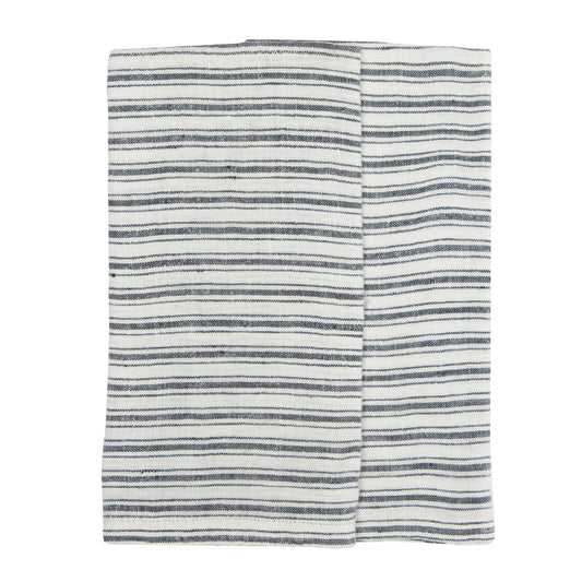Boat Stripe Linen White & Blue Towels 20x30 - Set of 2