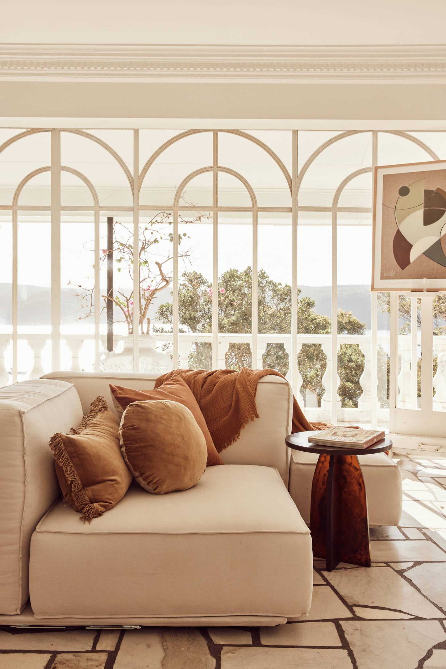 Linen/Velvet Square Pillow | Terracotta