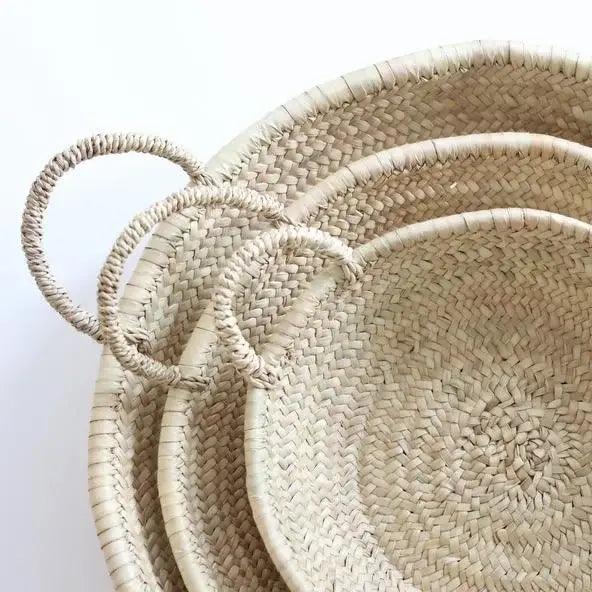 Moroccan Hand-Woven Flat Basket