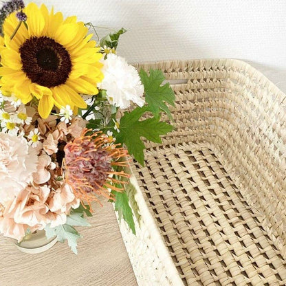 Woven Basket, Natural Reeds and Palm Leaf