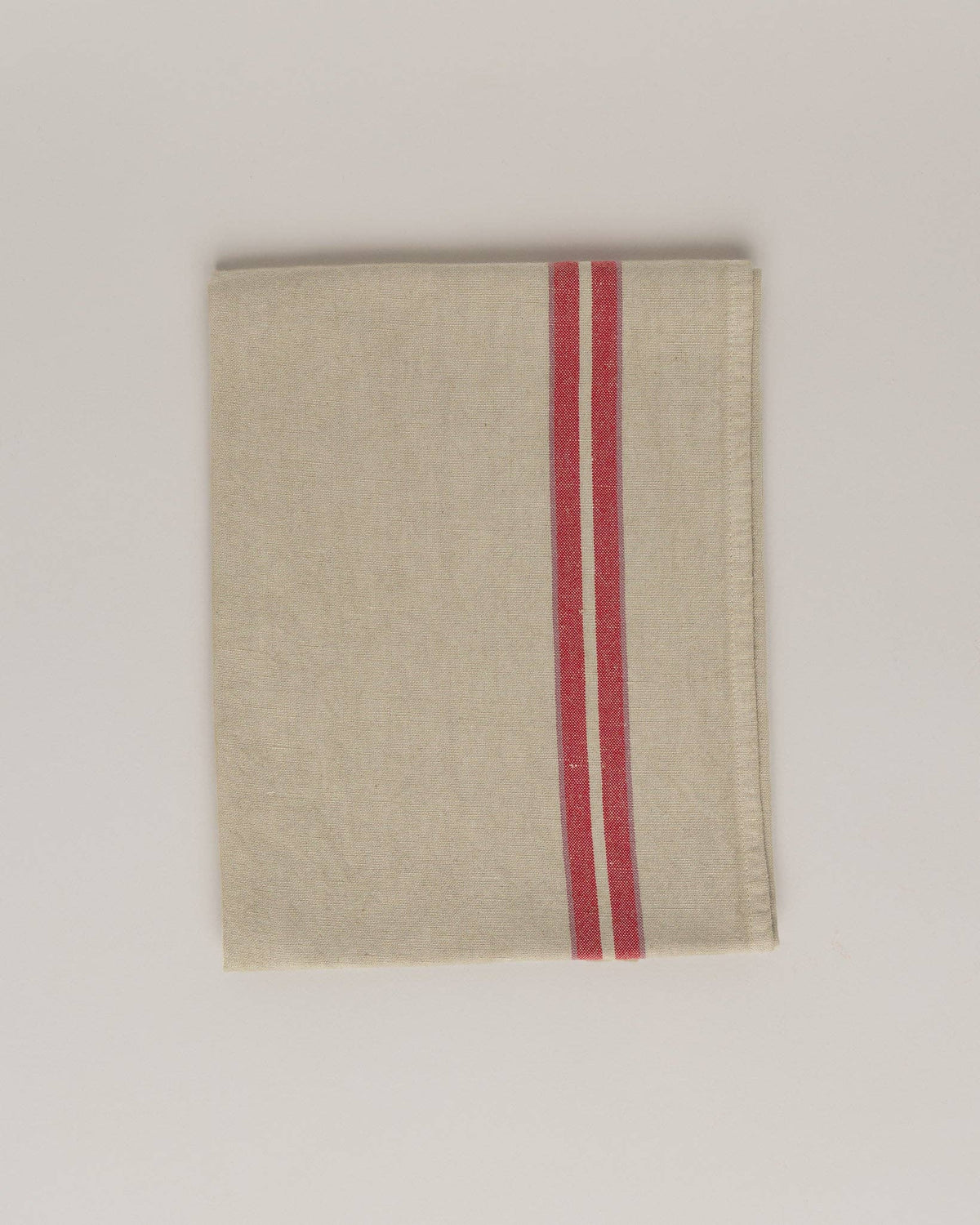 French Linen-cotton Tea Towel: Natural with Double Stripes