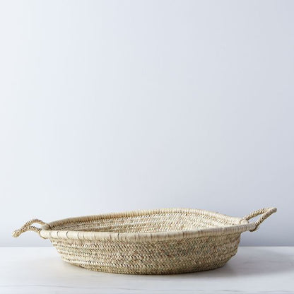 Moroccan Hand-Woven Flat Basket