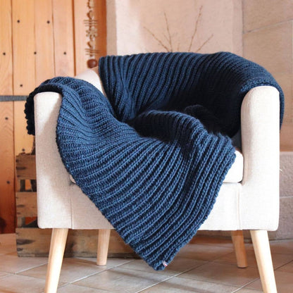 "Cannes" Chunky Knit Throw Blanket, Wool Blend