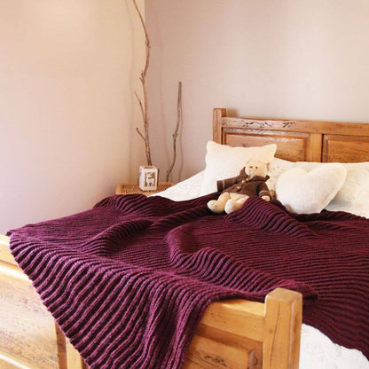 "Cannes" Chunky Knit Throw Blanket, Wool Blend