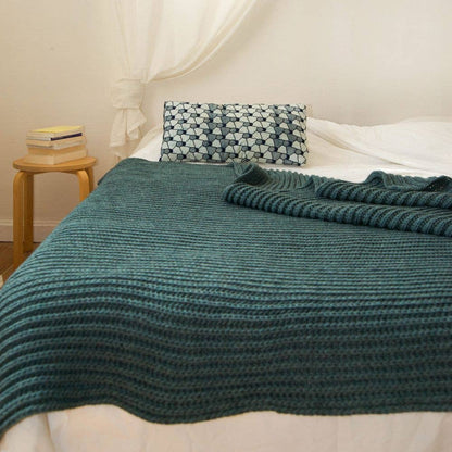 "Cannes" Chunky Knit Throw Blanket, Wool Blend