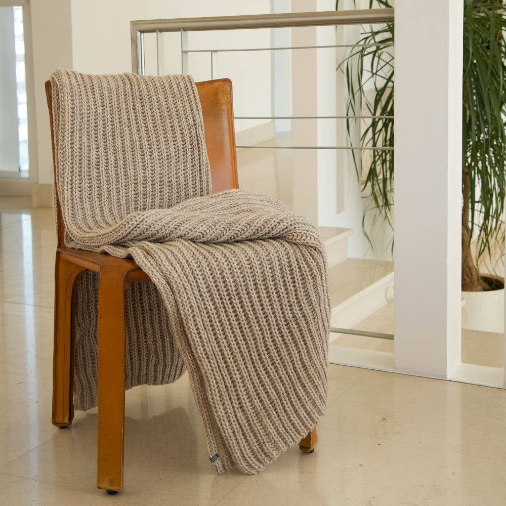 CANNES - Chunky-knit wool throw blanket