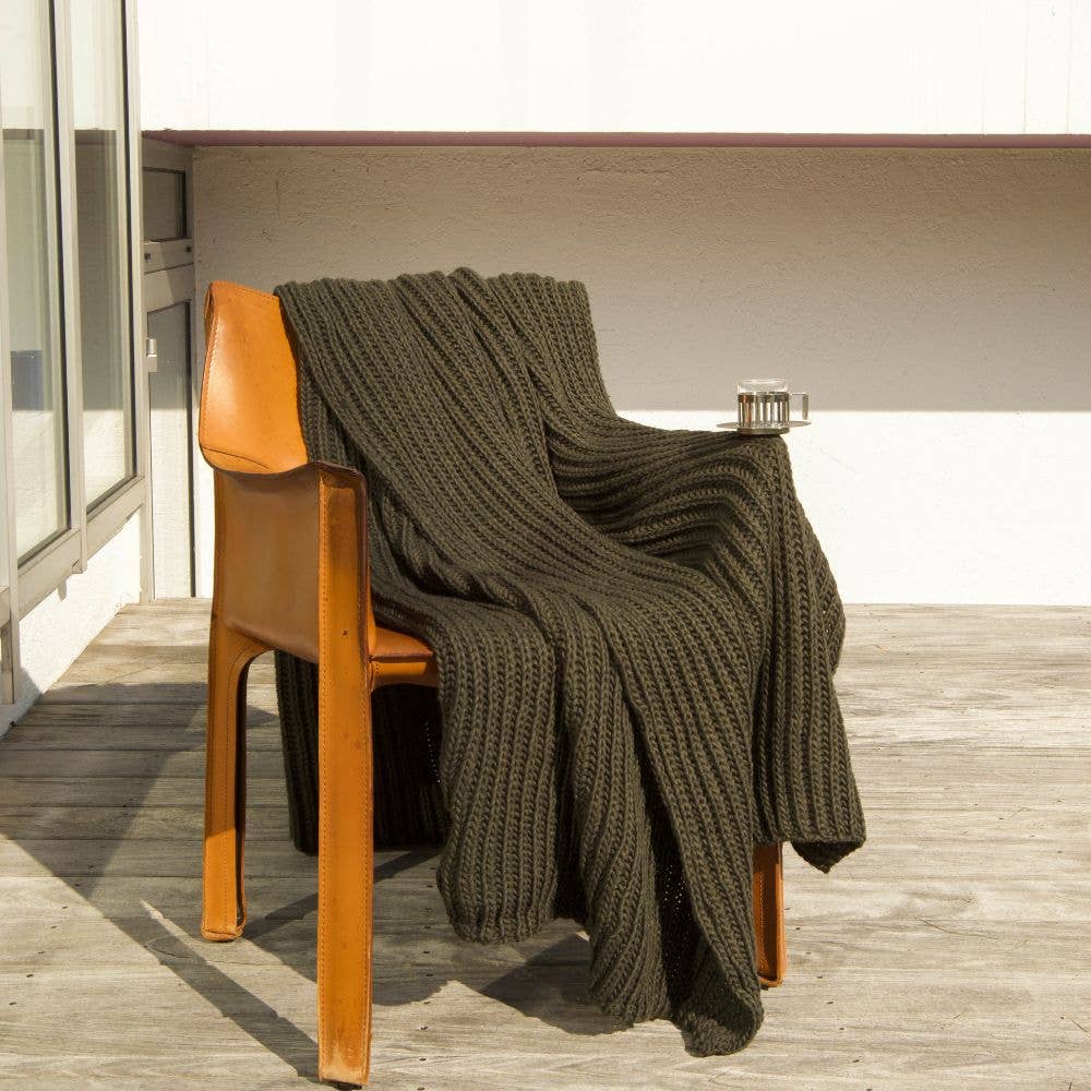 CANNES - Chunky-knit wool throw blanket