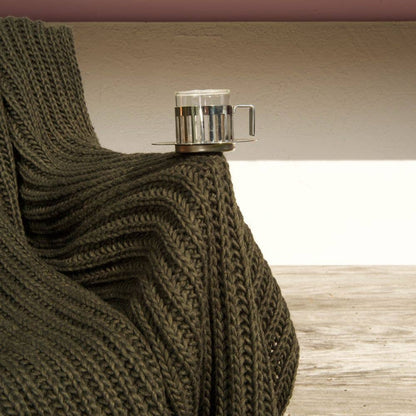"Cannes" Chunky Knit Throw Blanket, Wool Blend