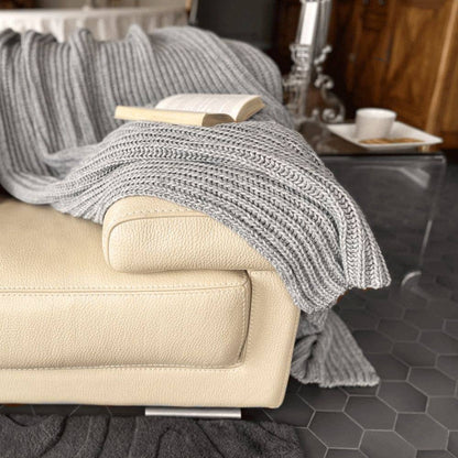 "Cannes" Chunky Knit Throw Blanket, Wool Blend