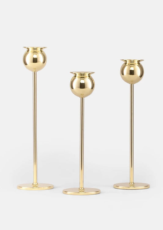 Skultuna brass tulip candle holders set of 3
