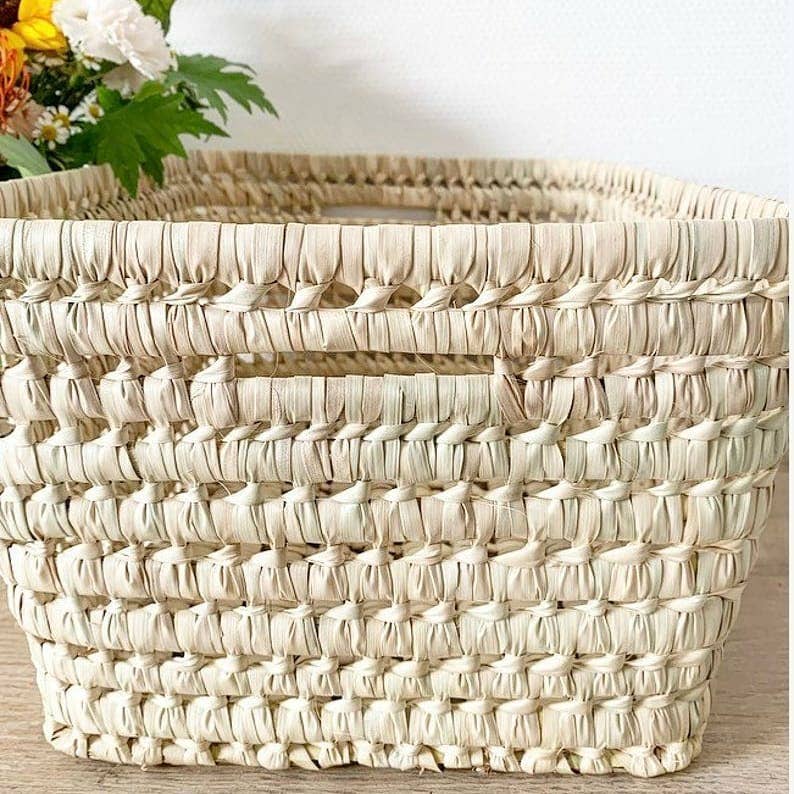 Woven Basket, Natural Reeds and Palm Leaf