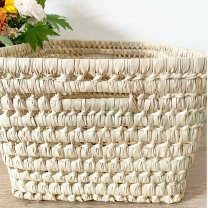Woven Basket, Natural Reeds and Palm Leaf