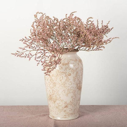 Floral Ceramic Vase, Large, Cream