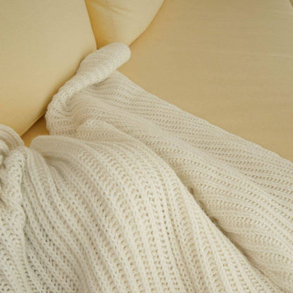 "Cannes" Chunky Knit Throw Blanket, Wool Blend
