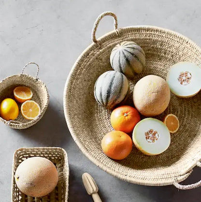 Moroccan Hand-Woven Flat Basket