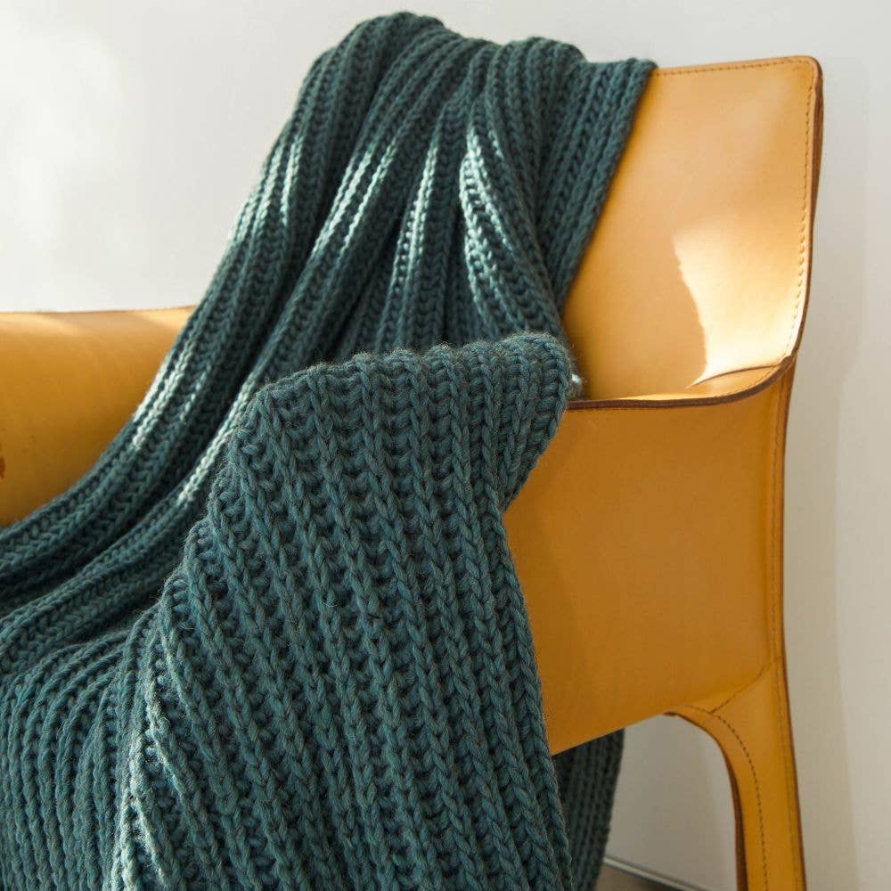 CANNES - Chunky-knit wool throw blanket