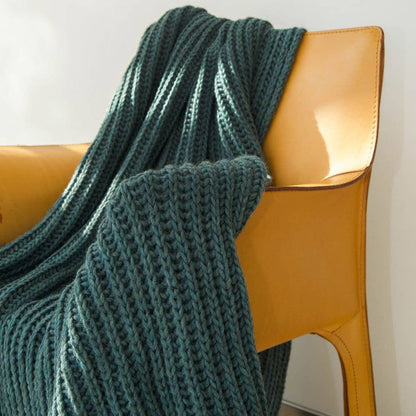 "Cannes" Chunky Knit Throw Blanket, Wool Blend
