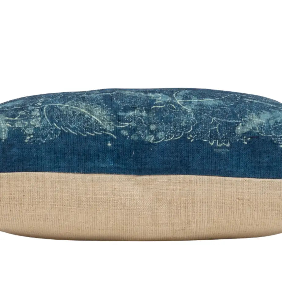 Antique Hungarian Hemp Pillow with Dyed Indigo Front by Lineage Botanica
