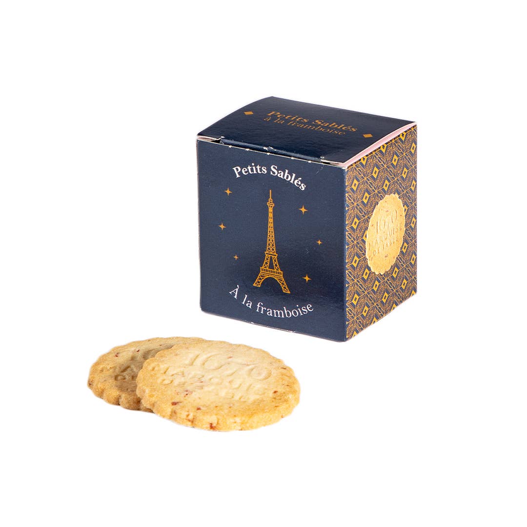 Raspberry Chip French Shortbread Cookies | Tour Eiffel Cube