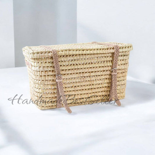 Handcrafted Wicker Trunk with Leather Handles