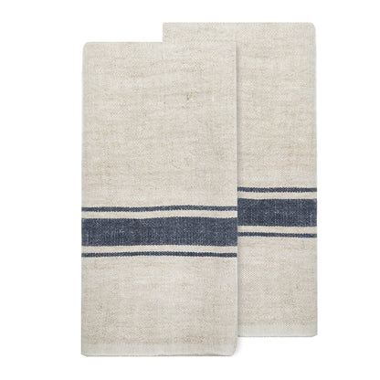 Marseille Tea Towels, Blue & Natural, Set of 2