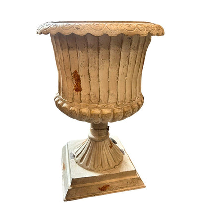 Cast Aluminum Whitewashed French Urn