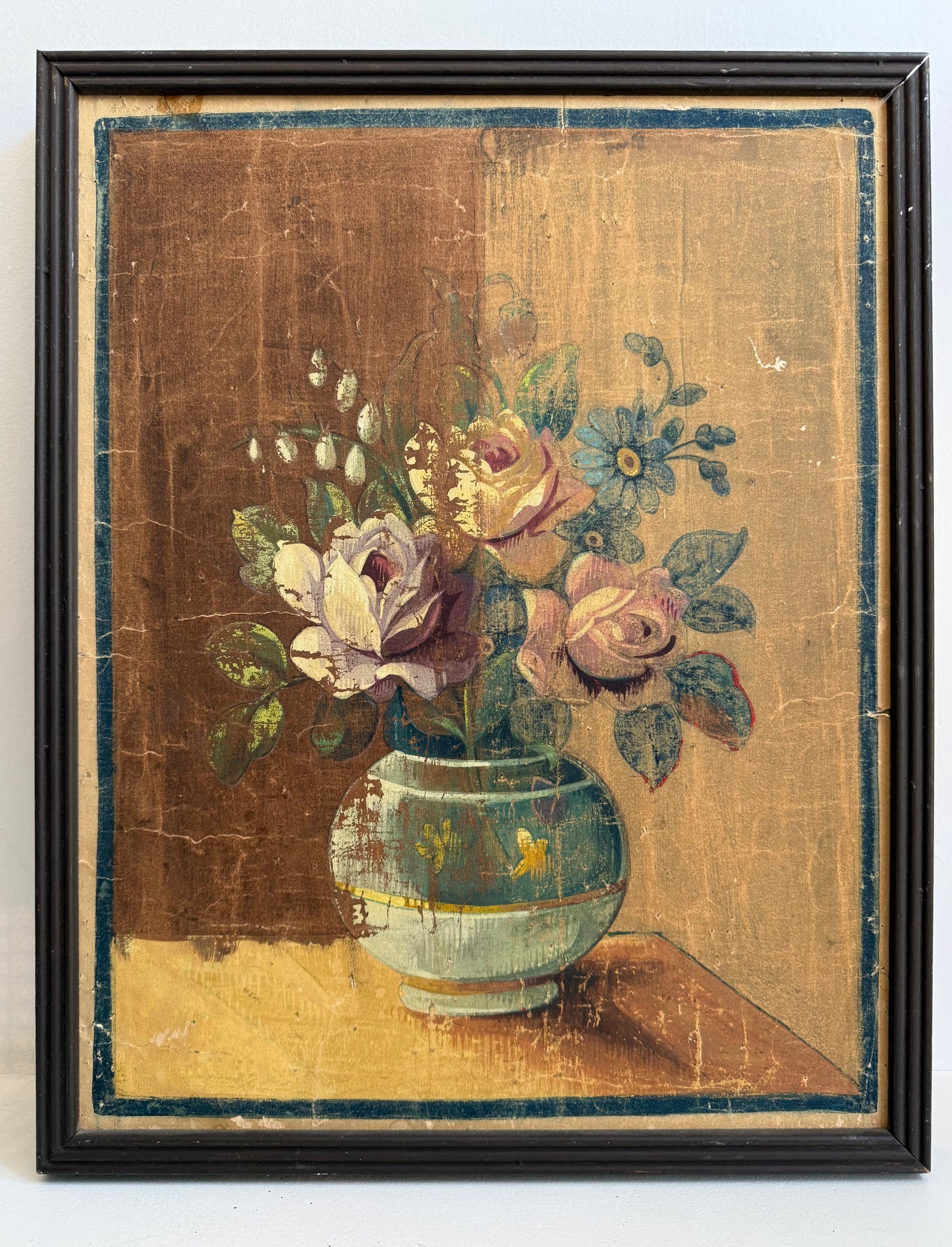 Antique French Floral Still Life, Oil on Panel, 19th Century
