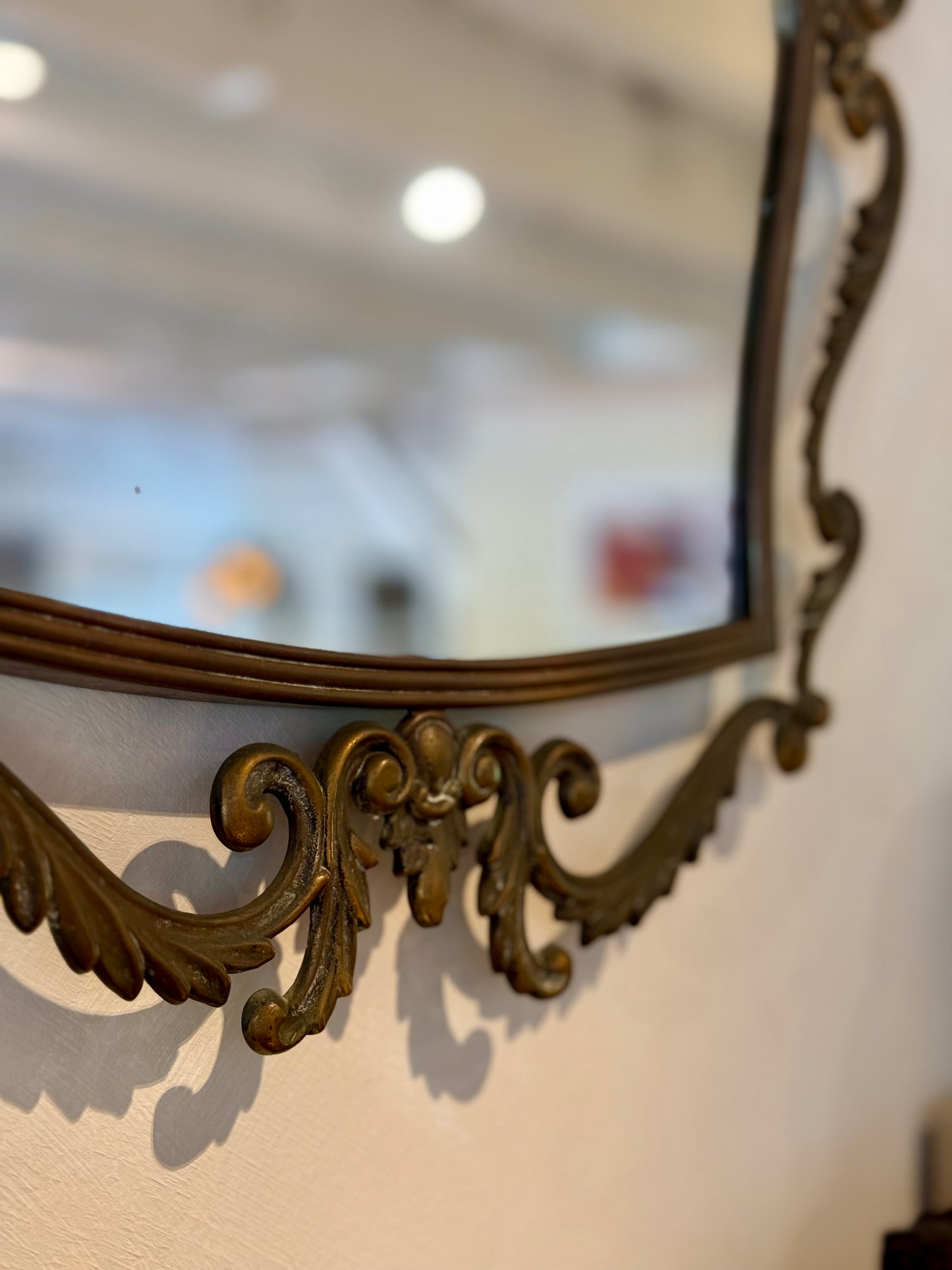 Italian Rococo Revival Cast Brass Mirror, c. 1930-1950