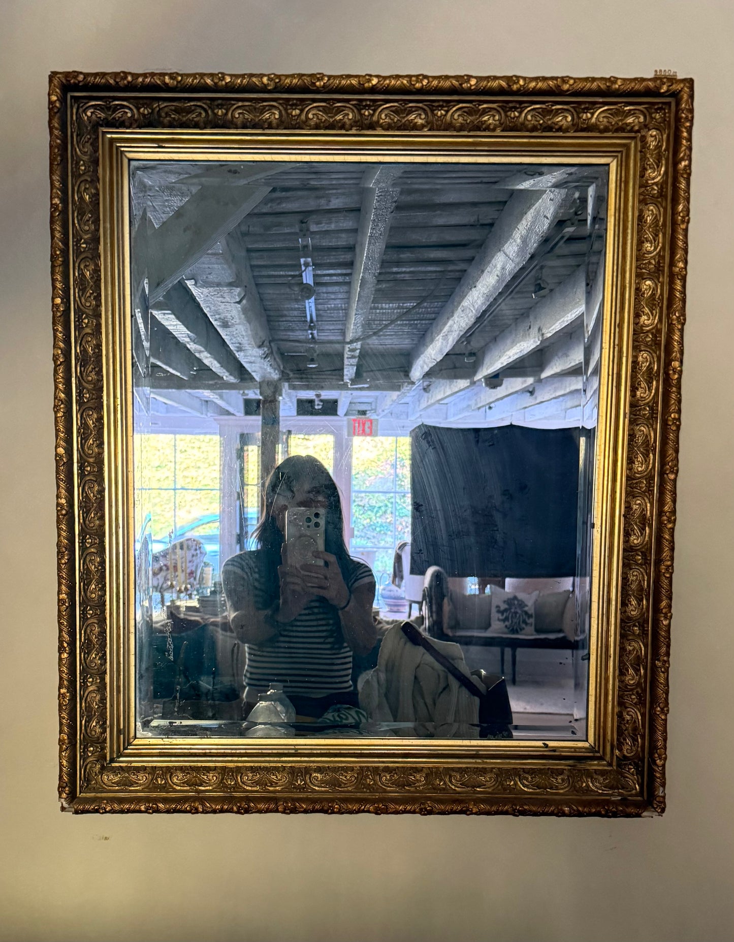 Antique French Giltwood Mirror, 19th Century Louis Philippe Style with Original Aged Glass