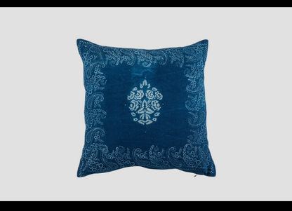 Hungarian Indigo Wax-Resist Hemp Throw Pillow