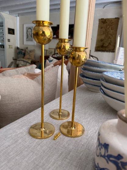 Skultuna Brass "Tulip" Candle Holders, Set of 3