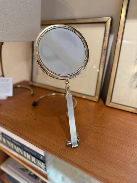 Vintage Mid Century Polished Brass French Adjustable Mirror