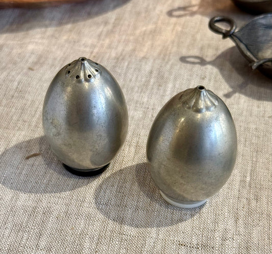 Just Andersen — Pair of Danish Pewter Egg-Shaped Salt & Pepper Shakers