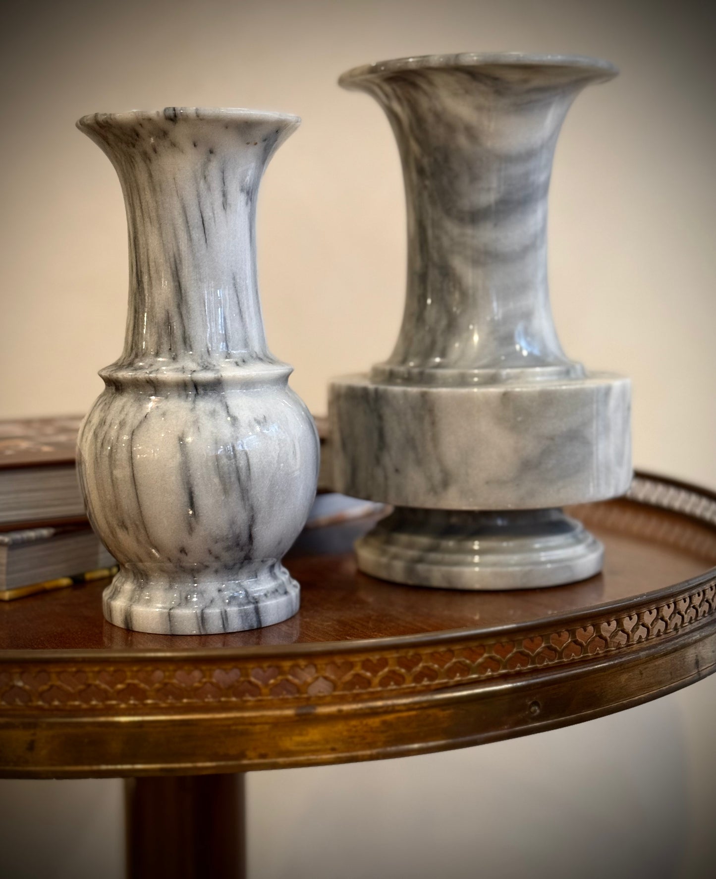 Mid-Century French Marble Vases — Set of Two