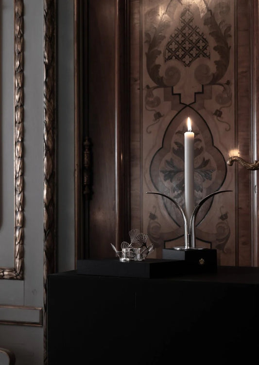 Skultuna Silver Lily Candle holder Set