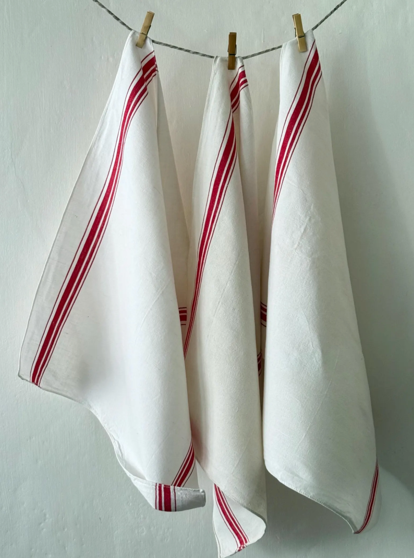 3 French Vintage Linen Torchons / Tea Towels, Dishcloths, New Old Stock