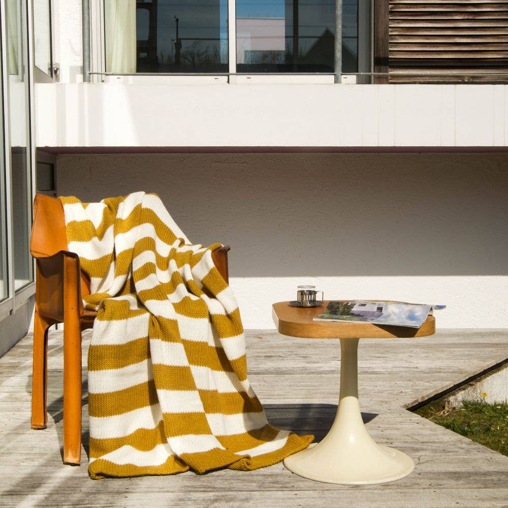 CARNAC - Striped wool plaid throw blanket