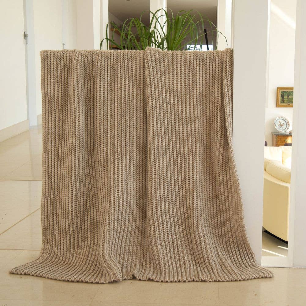 CANNES - Chunky-knit wool throw blanket