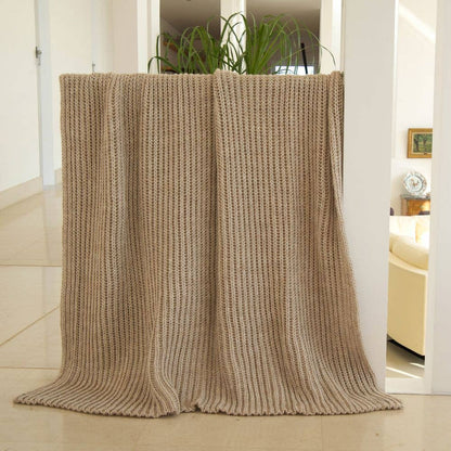 "Cannes" Chunky Knit Throw Blanket, Wool Blend