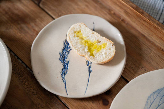 Handmade Bread Plate from Portugal – Hand Painted Floral Ceramic | Artisanal Stoneware