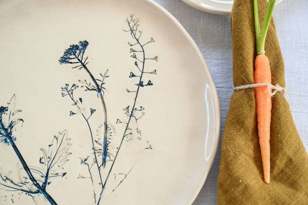 Handmade Ceramic Dinner Plate from Portugal – Hand Painted Floral Design | Artisanal Stoneware