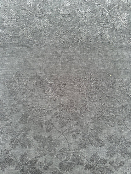 Vintage French Damask Tablecloth, Carbon Gray