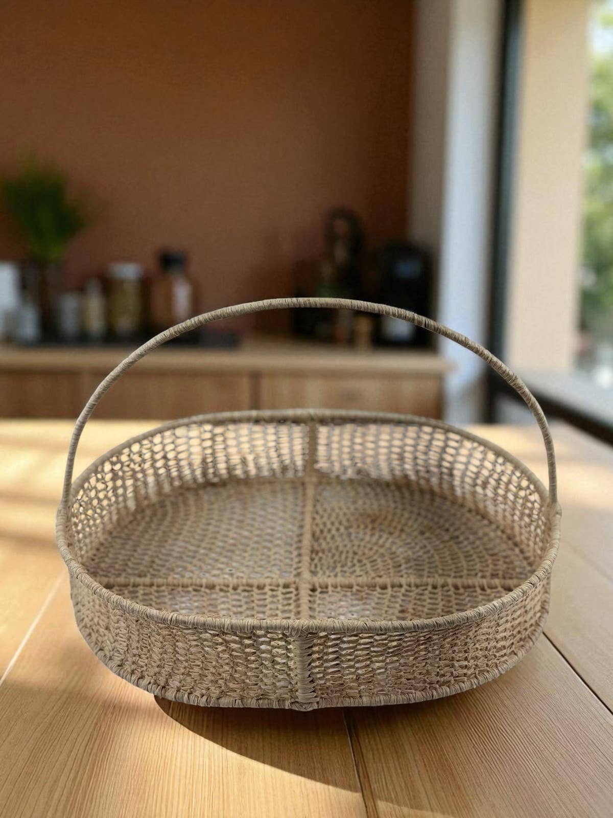Handwoven Moroccan Raffia Oval Basket