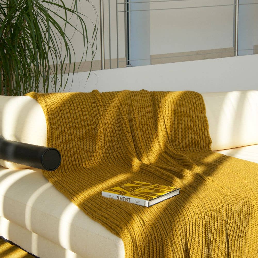 CANNES - Chunky-knit wool throw blanket