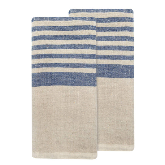 Brittany Natural & Blue Tea Towels 20x30 - Set of 2